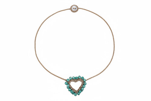 Choker Crochet con Cuore di Cristalli - Collana Artigianale Silver